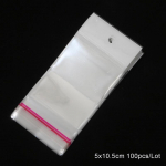 100 tk pitseeritav plastikust l&auml;bipaistev v&auml;ike pakendikott ehete jaoks 5*10.5cm