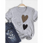 Tee Basic Clothing Naiste riided Prindiga T-s&auml;rk Leopard Love Heart Trend Cute Summer Top Mood l&uuml;hikeste varrukatega graafiline T-s&auml;rk S