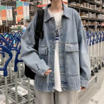 Reversiga jakk Meeste Korea versioon L&otilde;tv Teismeliste trend Denimjakk Trendikas br&auml;nd Mood Meeste riided 3XL helesinine v&auml;rv