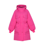 S&uuml;gistalvine paks, soe Parka Naiste vabaaja &uuml;hev&auml;rviline vaba pika kapuutsiga mantel Puuvillase polsterdatud jakid v&auml;lisr&otilde;ivad XXL pink