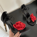 Moodsad Seksuaalsed Slingback K&otilde;rge Kontsaga Sandaalid Naistele Suvised Terava Ninaga &Uuml;mberp&otilde;imitud Kontsaga Moodsad Sandaalid Lilledega Avatud Ninaga Peokleidid Kingad Naistele 35 must
