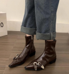 Mood Mood rihma pandla disainer terava ninaga naiste poolsaapad Moodsad paksu kontsaga salendavad l&uuml;hikesed papud S&uuml;gistalvised naiste kingad 35 beež