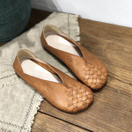 Moodsad Ehtsa Nahast Naiste Kingad Platvorm Loaferid 2024 K&auml;sit&ouml;&ouml;na Valmistatud Veisenaha Punutud Kingad K&otilde;rge Kvaliteediga Retro Naiste Kingad Zapatos De Mujer 35 pruun