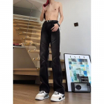 Hong Kong Trend Meeste Suvine Uus Sirge S&auml;&auml;rega Personaliseeritud Kirjaga Džinsid Hip-Hop Ins Trendikad High Street Trendikad Huligaani V&auml;limusega P&uuml;ksid S kollane
