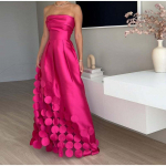 Uus Naiste Seksikas &Otilde;lalt Vaba Kitsas Siidine Pikk Kleit Elegantne Volditud Pruutneitsi R&uuml;&uuml; Mood Strapless K&otilde;rge V&ouml;&ouml;koht Banketikleidid S roosa punane v&auml;rv