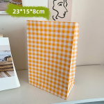 50/100pcs Korean style colourful square kraft paper bags biscuits candy gift packaging birthday party plaid kraft paper bags DIY 23x15x8cm&50pcs