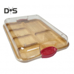 Charcuterie Boards with Lid Double-Sided Food Plate Cheese Board with Locking Buckle Sauce Grooves Cutting Boards for Kitchen