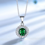 925 Sterling H&otilde;be Nano Smaragd Vintage &Uuml;mar Roheline Ripats Valge Tsirkoon Mood Ehted Kaelakeed roheline
