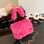 Kaunis elegantne karvane ketiga k&auml;ekott crossbody kott mitmek&uuml;lgne ni&scaron;ikott talv uus pink