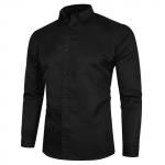 Moodne meeste Slim Fit pikkade varrukatega s&auml;rk L must