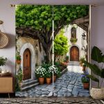 2 tk HD Aed Aed Linna kaunistus kardin Roheline lips digitaalselt tr&uuml;kitud kardin Kodukaunistus stiil Kaunistus elutuba W52H63inchW132H160cm