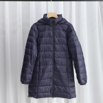 Kerge udunjope naistele keskmine ja pikk s&uuml;gis ja talv uus Korea versioon slim fit suur suurus kerge jope eemaldatav kapuuts 7XL tumesinine v&auml;rv