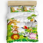 3 tk Voodipesukomplekt Multikas Rebane Loomad Kodutekstiil Tekikott Padjap&uuml;&uuml;r Poiss Laps Teismeline T&uuml;druk Voodikatted Komplekt EU single(135x200cm) white
