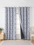 Sinine &otilde;ie mustriga t&auml;ielikult pimendav perforeeritud kardin sobib elutuppa ja magamistuppa pimendavate dekoratiivkardinatena 140x160cm&Grommet Top sinine
