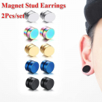 2-osaline Punk Mens Magnet Tugev magnetiline magnetikomplekt K&otilde;rvar&otilde;ngad ilma augustamiseta v&otilde;ltsk&otilde;rvar&otilde;ngad Kingitus poiss-s&otilde;brast ehete armastajale 8 mm h&otilde;be