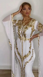 Maksipikk Kuninglik Maroko Pruutneitsi Vabaaja Valge Kleit Pikk Kaftan Dubai Abaya Hommikumantel XS valge
