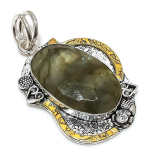 Labradorite Handmade 925 Sterling Silver Two Tone Pendant 2.05 p7n14