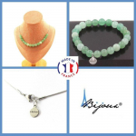 Pierres et Min&eacute;raux. Parure bijoux Bracelet Collier 15 Perles Aventurine 8 mm. Chaine en Taille personnalisable.