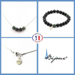 Pierres et Min&eacute;raux. Parure Bracelet Collier Perles Agate noire + Seraphinite de Russie 8 Taille personnalisable.