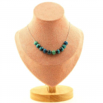 Pierres et Min&eacute;raux. Collier 10 perles Oeil de Tigre bleu clair 8 mm. Chaine en acier Collier femmes, hommes. Taille personnalisabl