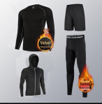 Meeste talvine kiirkuivav termofitnessi &uuml;likond: Pikkade varrukatega jooksu- ja treeningpesu four-piece suit; M