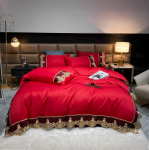 Valge printsessi stiilis pitsist voodipesukomplekt - 4 osa, j&auml;&auml;siidist linad ja voodiseelik 2.0m Bed 4-piece (Fits 2*2.3m Quilt)