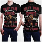 Tiger Muay Thai Kickpoksi T-s&auml;rk 3D-tr&uuml;kk Unisex Naised Mehed Tai Poks Sport J&otilde;usaal Lapsed T&auml;navamood Vabaaja Hip-Hop L&uuml;hikeste varrukatega Kiiresti kuivav &Uuml;mara kaelusega M