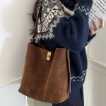 Suede kott Daami k&otilde;ik-&uuml;hes Vintage &Uuml;he &otilde;la Crossbody Commuter T&otilde;mblukuga kott pruun