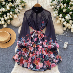 Kevadine Prantsusmaa Elegantne Vintage Palee &Otilde;htukleit Naistele Tr&uuml;kitud V&ouml;&ouml;d N&ouml;&ouml;bid L&uuml;hike Peokleit Naiste Vabaaja Festivali R&otilde;ivad S must
