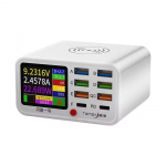 Multifunktsionaalne 8-pordiline USB juhtmevaba kiirlaadimise jaam visuaalse voolutuvastusega laadija mobiiltelefonile, iPadile, kiirlaadimine EU Plug valge