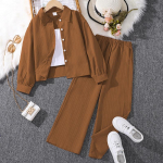 T&uuml;druku &uuml;likond 2-16Y kevad uus poiste ja t&uuml;drukute riided pikkade varrukatega top + p&uuml;ksid laste &uuml;likond t&uuml;drukute p&uuml;kskost&uuml;&uuml;m 170cm/11-12Y pruun