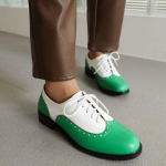 2024 Vintage Oxfordi kingad naistele &uuml;mara ninaosaga, vabaaja paksu madala kontsaga mokassiinid, ehtsast nahast naiste paeltega madalad kingad, Zapatillas Mujer 43 roheline