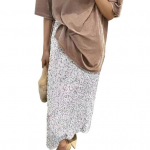 Naiste maksiseelik k&otilde;rge v&ouml;&ouml;kohaga, &uuml;hev&auml;rviline, pikk seelik litritega kaunistusega, jalga vormiv seelik 2XL h&otilde;be