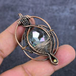 Natural Mystic Topaz Gemstone Copper Wire Wrap Jewelry Pendant 2.21 c4v72