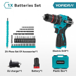 YOFIDRA 16.8V harjadeta elektriline puur 90NM l&ouml;&ouml;kmutrikeeraja 20+3 p&ouml;&ouml;rdemomendi seadistusega 2-k&auml;iguline reguleeritav kruvikeeraja l&ouml;&ouml;kpuur v&otilde;imut&ouml;&ouml;riist 1 Battery-EU Plastic Box