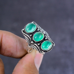 Green Onyx Handmade 925 Sterling Silver Jewelry Ring Size 9 Gift For Her u4h86