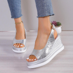 Kiilkontsaga sandaalid naiste suvi 2024 uued naiste v&auml;lisjalatsid kalasuu sandaalid &uuml;hes&otilde;nalised sandaalid pandlaga suur number naiste kingad 38 h&otilde;be