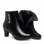 5cm Mugavad Keskmise K&otilde;rgusega Plokk-kontsaga Kingad Platvorm S&uuml;gis Talv 2024 Pehme Nahk Pl&uuml;&uuml;s Soojad Pahkluusaapad Kontorisse Emale Peaga Saapad 36(Foot23cm)