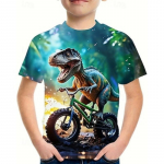 Poiste 3D Dinosaurus T-s&auml;rk L&uuml;hikeste Varrukatega Suvine Kevadine Mood P&otilde;hiline Aastad &Uuml;mar Kaelus Vabaaja Igap&auml;evane Normaalse L&otilde;ikega 100