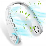 Kaasaskantav USB ventilaator, laetav 4500 mAh, vaikne, reguleeritav, sportlik, jahutav - Valge