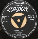 7-tolliline plaat TAB HUNTER - Young Love 45HLD8380 London Records 1957 UK Pop Kasutatud