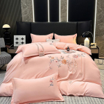 Elegantne puuvillane harjatud neljaosaline voodipesukomplekt: &Uuml;hev&auml;rviline nahas&otilde;bralik voodilina ja tekikott. 1.8m Bed Sheet Set [Duvet 200X230] Four-Piece Set