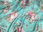Suur lilleline siidsatiinkangas cheongsam'i, voodri ja peakatte paela jaoks