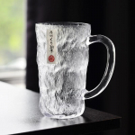 J&auml;&auml;tunud triipudega klaasist veekruus kaane ja k&auml;epidemega, majapidamises kasutatav kuumakindel klaaskruus, k&otilde;rge v&auml;limuse tasemega, joogiklaas, &otilde;lleklaas, teetass 310ml - 360ml