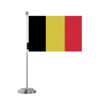 Drapeau de Bureau - Belgia - 14 x 21 cm - Pol&uuml;ester - J&auml;lgimine recto/verso - M&acirc;t en acier oks&uuml;deerimata