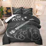 3D Klassikaline kitarr Elektrikitarr Voodipesukomplekt Punkrokkmuusika Tekikott Komplekt Tekikott Queen Size Lastele Poistele Noormehele EU Single 135x200cm black