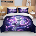 10 suurust Pokemon Mewtwo tr&uuml;kiga voodipesukomplekt multikas anime tekikott tekk padjap&uuml;&uuml;r poisid t&uuml;drukud lapsed t&auml;iskasvanud king suurus kingitus EU single(135x200cm)