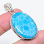 Natural Larimar Gemstone Handmade 925 Sterling Silver Jewelry Pendant 1.89 y3t91