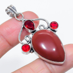 Natural Mookaite, Garnet Gemstone 925 Sterling Silver Jewelry Pendant 2.29 s0s35