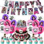 30 tk Monster High'i temaatilise peokaunistusi, mis sisaldavad b&auml;nnerkoogi topper &otilde;hupalle